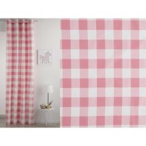 Confecciones Paula - Cortina con ollaos vichy de Rosa - 200x260 cm