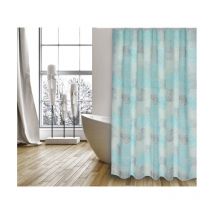 Huellas Cortina de Ducha de Poliéster 180x200cm calidad premium Azul Turquesa - Anillas incluidas MSV