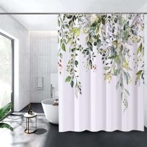 Cortina de ducha floral, impermeable, lavable a máquina, de polisiloxano de secado rápido, 180 x 180 cm (verde), para baño o inodoro.