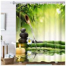KZQ - Cortina de ducha resistente al moho, con estampado zen de guijarros, tela impermeable de poliéster, 180 cm x 180 cm, diseño de orquídea de