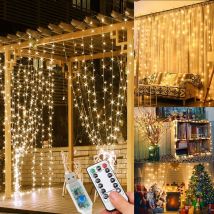 Bleosan - Guirnalda de luces de 3x3m, cortina de luces led de 300, 8 modos de iluminación, decoración de boda para interiores y exteriores, árbol de