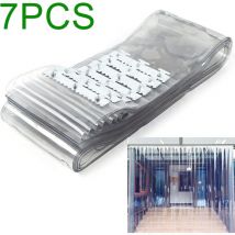 Cortina de tiras de pvc, Cortina de tiras de pvc 1 x 2 m Cortina de puerta transparente 7 piezas