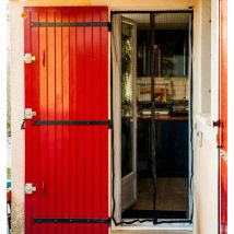 Cortina de puerta magnética 215 x 100 cm Negro