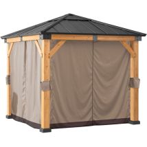 Sunjoy – Cortina para cenador de madera 273 cm x 273 cm – 100% poliéster resistente a la intemperie – Revestimiento UV