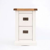 Cabinet Bits - Cosenza 2 Drawer Petite Bedside Table Brass Drop Handle - Off-White