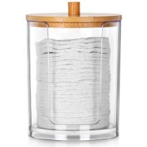 Wattepadbehälter – 7 cm Durchmesser, 10 cm Höhe – Praktischer Spender mit Bambusdeckel – Modernes Design – Originalprodukt von Vilde