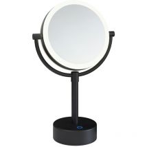 Cosmic Free-Standing Magnifying Mirror Shaving Mirror Vanity Mirror With Adjustable Led Light Matte Black Essentials (LED)(X5)(3W 5V/1A) USB