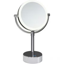 Cosmic Free-Standing Magnifying Mirror Shaving Mirror Vanity Mirror With Adjustable Led Light Chrome Essentials (LED)(X5)(3W 5V/1A) USB