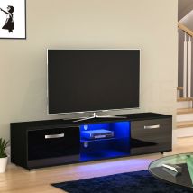 Home Discount - Cosmo led tv Cabinet Stand 2 Door Modern High Gloss Cabinet Unit, 160cm, Black