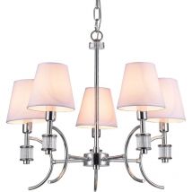 Cosmo - Liverpool 5 Light Multi Arm Pendant Ceiling Light Silver, E14