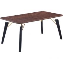 Cosmo Lux single dining table, solid metal legs and wooden top, noce - walnut