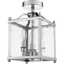 Cosmo - New York 3 Light Semi Flush Ceiling Light Silver, E14