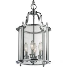 New York 4-Licht-Laternen-Anhänger-Deckenleuchte Silber, E14 - Cosmo