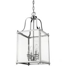 Cosmo - New York 4 Light Lanterns Pendant Ceiling Light Silver, E14