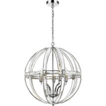 Cosmo Orlando 5 Light Spherical Pendant Ceiling Light Silver, E14