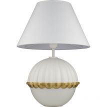 Cosmo - Pralines Table Lamp With Round Tapered Shade White, E27