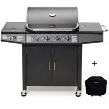 CosmoGrill 4+1 Pro Gas BBQ Barbecue Grill Inc. Side Burner- 93411 with cover