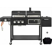 Cosmogrill - CosmoGrill Outdoor Barbecue duo Gas Grill + Charcoal Smoker Portable bbq with bbq cover