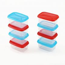 8 mini Scatole Frigo, Freezer, Microonde. 4 Rosse + 4 Blu. Ideali per mono porzioni e pappe. 100% Made in Italy - Cosmoplast
