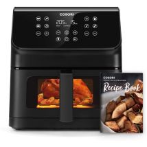 Friggitrice ad Aria 6,2 Litri con Finestra, Air Fryer con 12 Funzioni(Panificazione e Arrosto), One-Touch Display, Tempo e Temperatura Regolabili