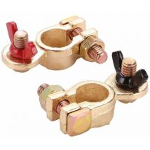 Tuserxln - Cosse Batterie Bornes de Batterie Connecteurs de Batterie 12V / 24V pinces de batterie de voiture en laiton massif avec écrous à ailettes