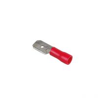 Boite de 50 cosses mâles plates pour languette 6,35x0,8mm 0,5 à 1,5mm² - Rouge