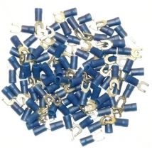 Cosses electriques fourche de 4 bleues sachet de 100 cosses