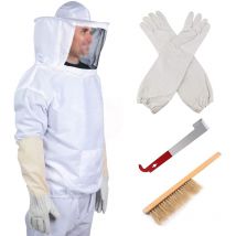Costume d'apiculture avec chapeau et voile d'abeille, gants, brosse à abeille, crochet en j en acier, costume d'apiculture professionnel