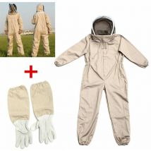 Tigrezy Beekeeper Professional Jumpsuit Suit Beekeeping Brown Space Suit with Self Supporting Veil for Bee Keepers Include Protective Gloves (size:L)