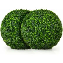 2 Boules de Buis Artificielles 40 cm Résistantes aux uv, Plantes de Faux en Boules Topiaire, Décoratives pour Intérieur Extérieur de Porche Balcon