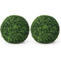 2 Boules de Buis Artificielles 48 cm Résistantes aux uv, Plantes en Boules de Faux Buis Sphères, Décoratives pour Intérieur Extérieur de Porche