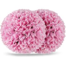 2 Boules de Buis Artificielles de 28 cm avec des Fleurs, Plantes de Faux en Boules à Suspendre ou Poser, Sphère de Jardin Décoratives pour Intérieur