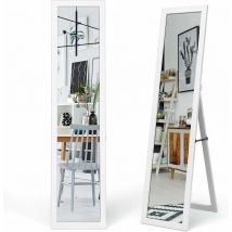 Costway - 2 in 1 Ganzkoerperspiegel, Standspiegel und Wandspiegel mit Holzrahmen, Ankleidespiegel 37 x 155cm, Garderobenspiegel für Schlafzimmer,