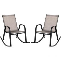 2 Mecedoras Jardin Exterior, Mecedora Jardin Exterior con Asiento Textilene, Balanceo Suave, 91 x 62 x 86 cm, Carga 150kg, Terraza Patio Jardin