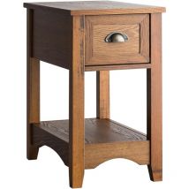 Beistelltisch mit Schublade und Ablage, 2-stöckiger Sofatisch, schmaler Nachttisch, Kaffeetisch für Wohnzimmer, Schlafzimmer, 56 x 33 x 58,5 cm