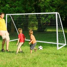 Costway - 365 x 182 cm Fußballtor, Fussballtore für Garten Kinder, Fußballtor mit hochfestem Netz & 6 Erdspießen für Kinder & Erwachsene