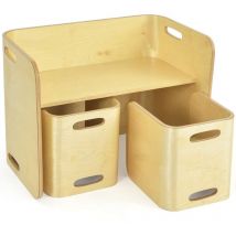 Costway - 3tlg. Kindertisch Stuehle Set Birke, Kindersitzgrupppe Holz, Kindermoebel Kinder Lerntisch fuer Zuhause Schule Kindergarten