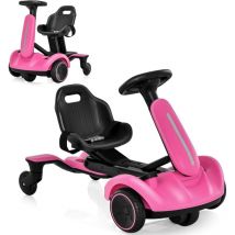 6V Kart Électrique Enfants avec Siège Réglable & Rotatif à 360°, Kart à Pédale avec 5 Roues & Ceinture de Sécurité, Klaxon & Sons du Moteur, Charge