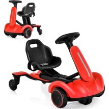 6V Kart Électrique Enfants avec Siège Réglable & Rotatif à 360°, Kart à Pédale avec 5 Roues & Ceinture de Sécurité, Klaxon & Sons du Moteur, Charge
