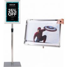 A4 Présentoir Stand Support d'Affiche sur Pied en Acier Inoxydable Hauteur Ajustable 73,5cm-118cm Argenté Publicitaire Stand - Costway