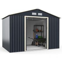 Costway - Abri de Jardin en Métal 5,29m2 - 267 x 181 x 202cm/Cabane de Jardin - Porte Coulissante Verrouillable - Trous d'Aération - Toit Penché