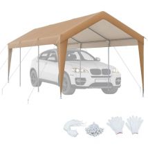 Costway - Abri de Voiture/Carport 3 x 6 m - Cadre en Acier Galvanisé/Tente de Garage pe 160g/m2 Tente de Réception/Tonnelle Extérieure