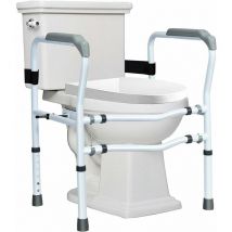COSTWAY Apoyabrazos WC, Altura y Ancho Ajustables, Estructura de Apoyo para Inodoro, Pinza Giratoria 360°, Soporte de Inodoro para Ancianos,