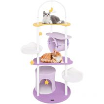Arbre à Chat 158 cm, Tour pour Chat Intérieur à 6 Niveaux, 6 Plateformes, 1 Condo, 1 Tunnel, Arbre a Chat Maine Coon, Kits Anti-basculement, 5 Jouets