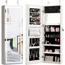 Costway - Armoire à Bijoux avec Ecran Tactile, Lumineux led, Verrouillable Rangement pour Bijoux et Cosmétiques Blanc