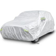 Bâche Voiture Exterieur Résistante aux uv Pluie et Neige, Housse de Voiture Universelle avec Porte à Fermeture Éclair Bandes Réfléchissantes et Sac