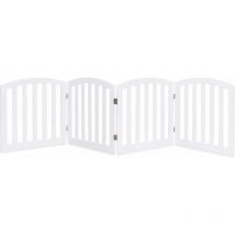 Barrière en bois 4 pièces pour chiens, Barrière pliable autoportante avec peinture écologique, pour maison - Costway