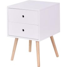 Costway - Beistelltisch aus Holz, Nachttisch mit Stauraum, Nachtschrank weiss, Nachtkonsole, Sofatisch, Nachtkommode fuer Schlafzimmer, Wohnzimmer 2