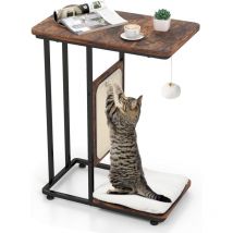 Costway - Beistelltisch mit Sisal-Kratzbrett, 4 in 1 Katzenmöbel Katzen, Katzenkratzer mit abnehmbarem Kissen & Ball, Kratzbretter im Möbelstil,