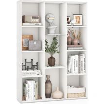 COSTWAY Bibliothèque à 11 Cubes, Étagère avec Compartiments Ouvertes, Kits Anti-basculement, Meuble de Rangement Multifonctionnelle pour Salon,